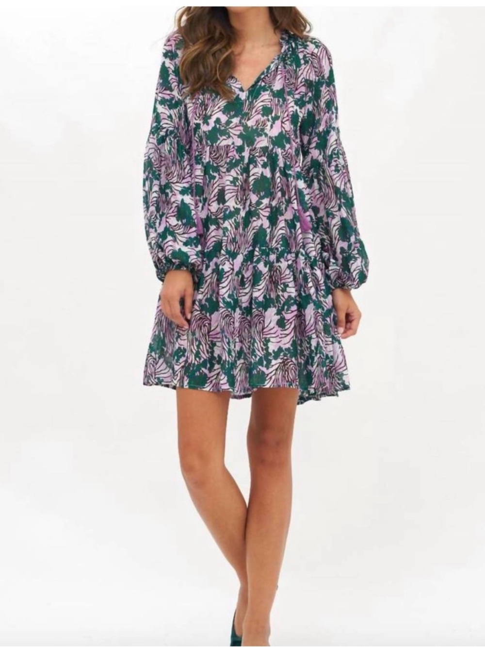 Oliphant Pink & Green Floral Mini Dress